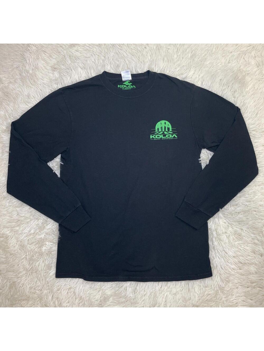 KOLOA Surf Co Graphic Surf Wear Surfer Hawaii Long Sleeve Black T-Shirt M